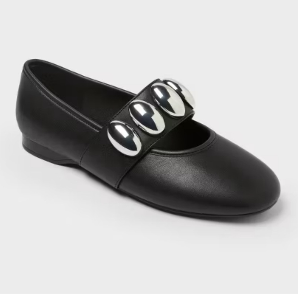 Genevieve Oversized Dome Stud Mary Jane Flats‎ Memory Foam Insole